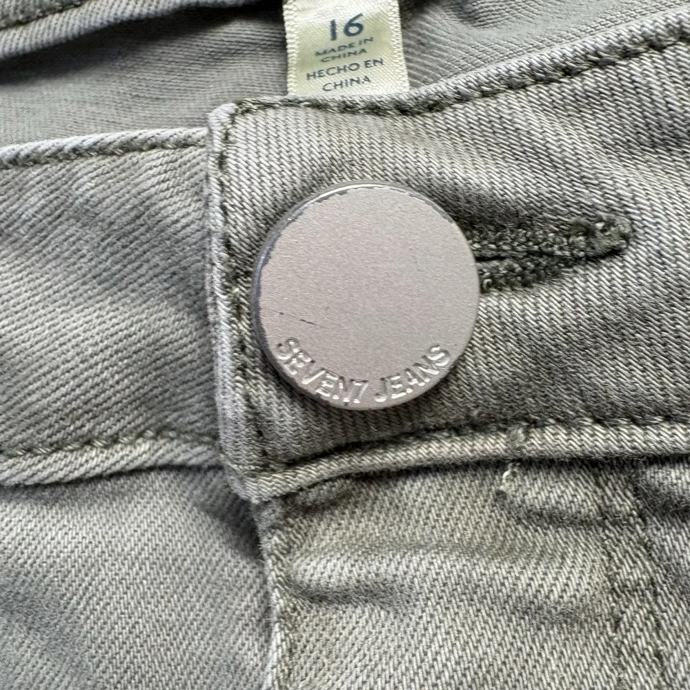 Seven 7 For All‎ Mankind Jeans Woman Sz 16 Green Utility Ankle Skinny Cargo